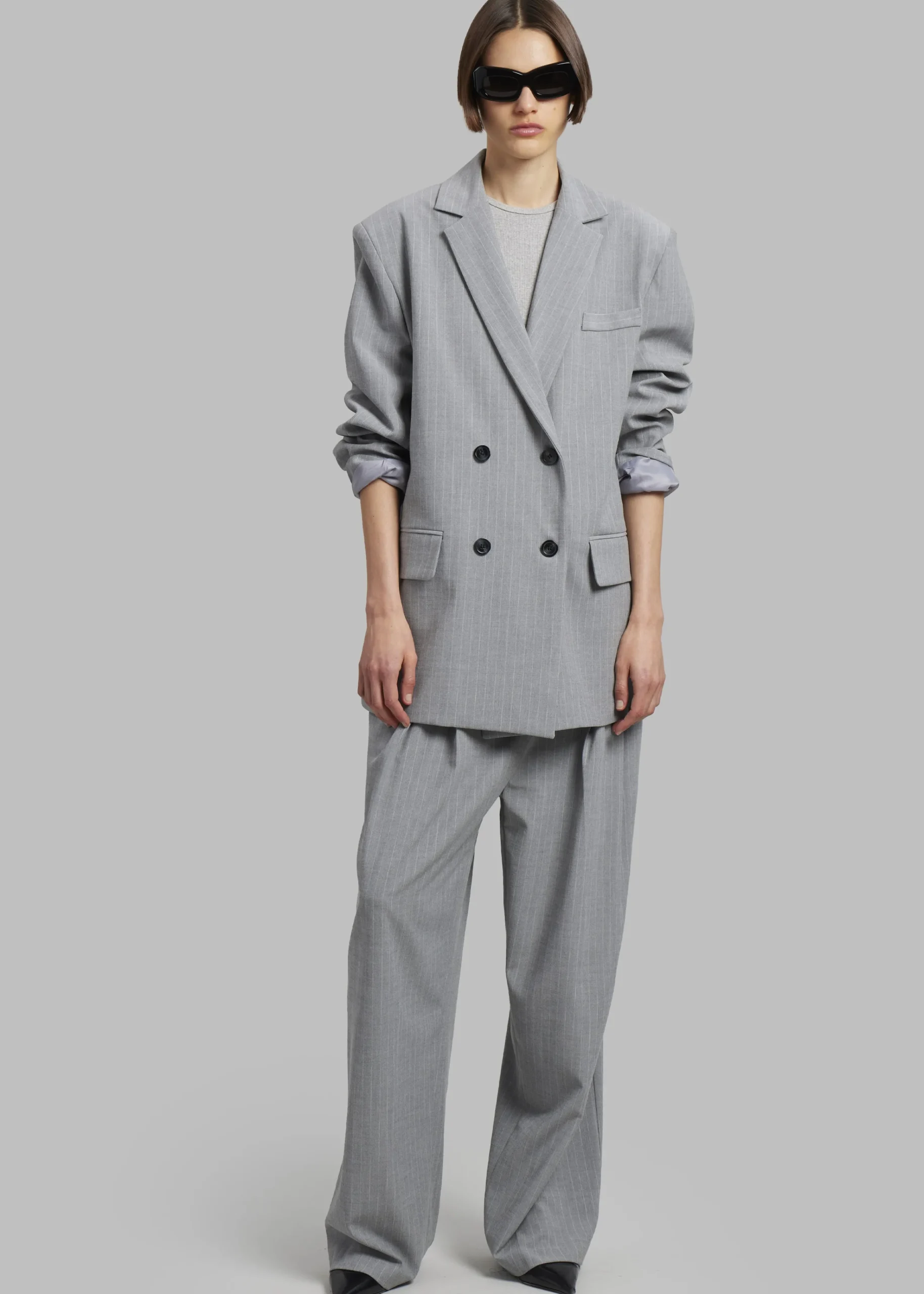 The Frankie Shop Sybil Blazer Grey Pinstripe Discount