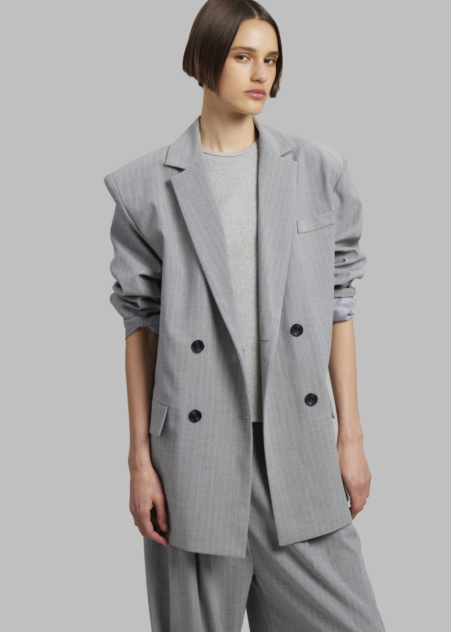 The Frankie Shop Sybil Blazer Grey Pinstripe Discount