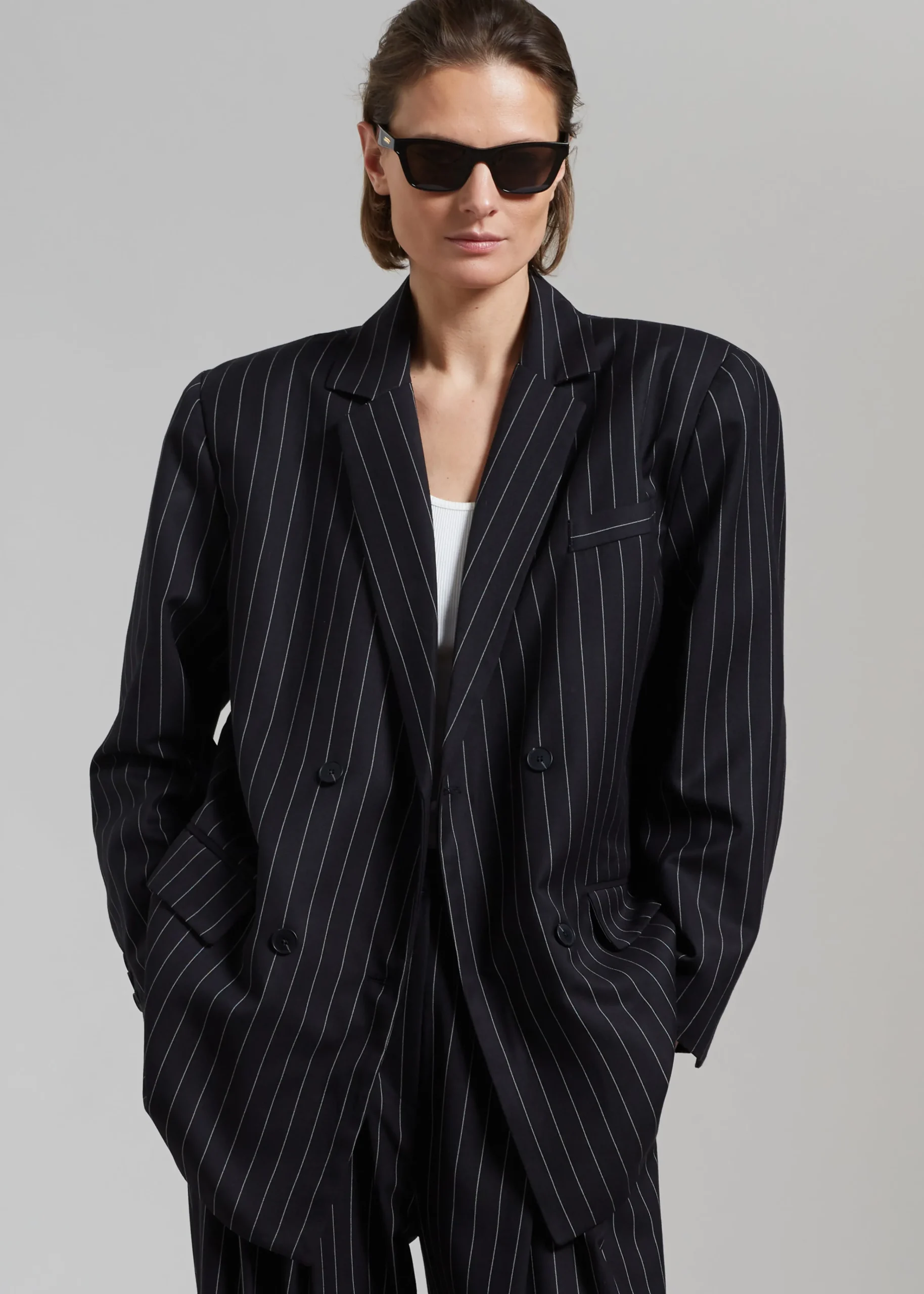 The Frankie Shop Sybil Blazer Black Pinstripe Clearance