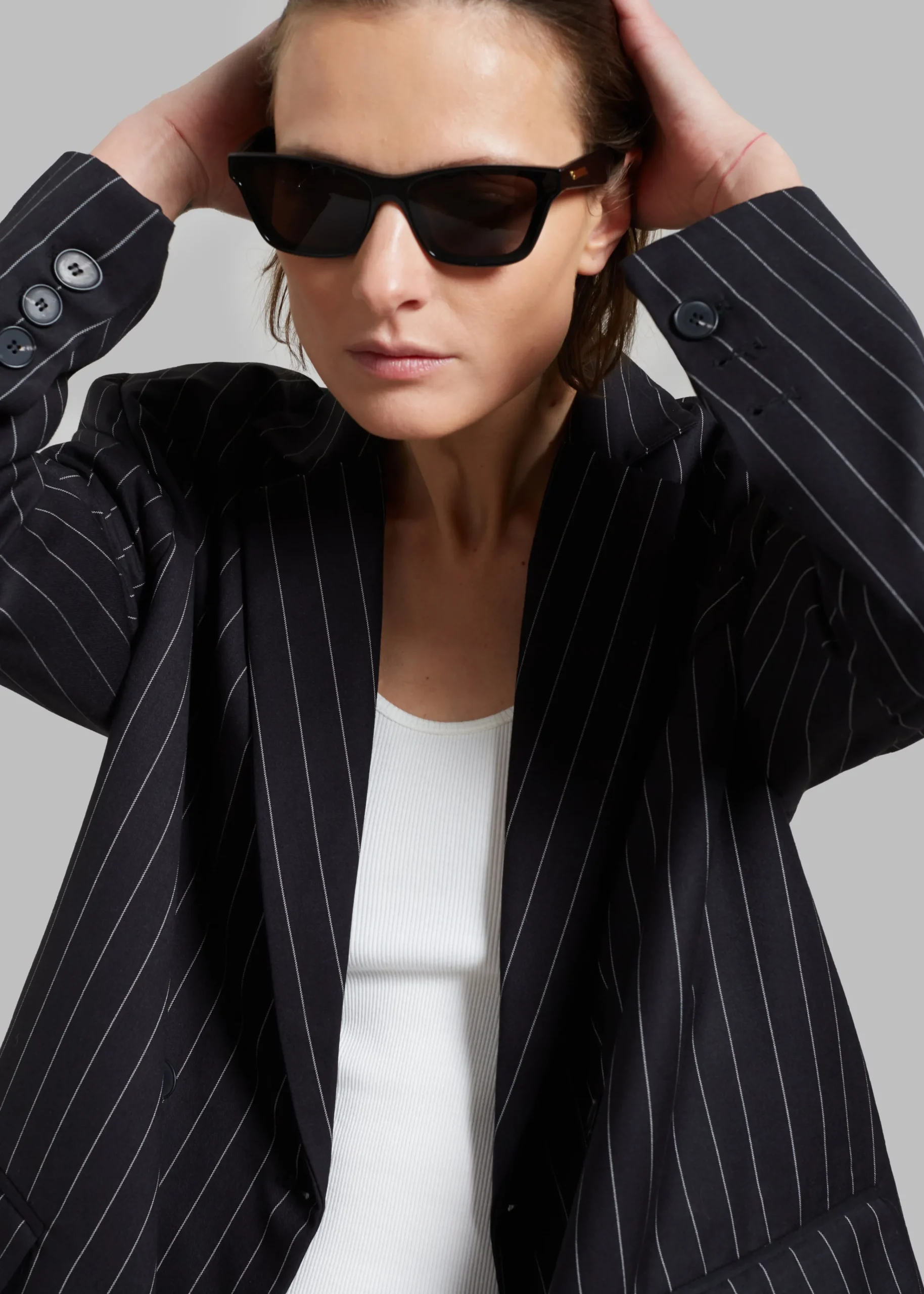 The Frankie Shop Sybil Blazer Black Pinstripe Clearance