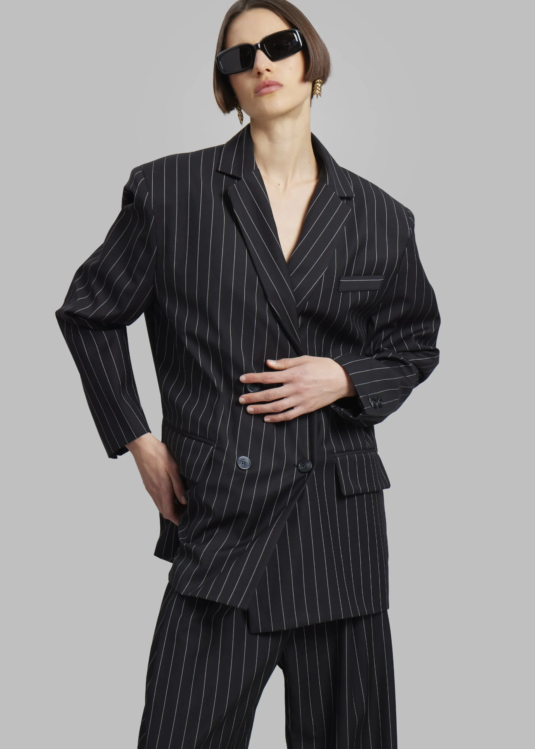 The Frankie Shop Sybil Blazer Black Pinstripe Clearance