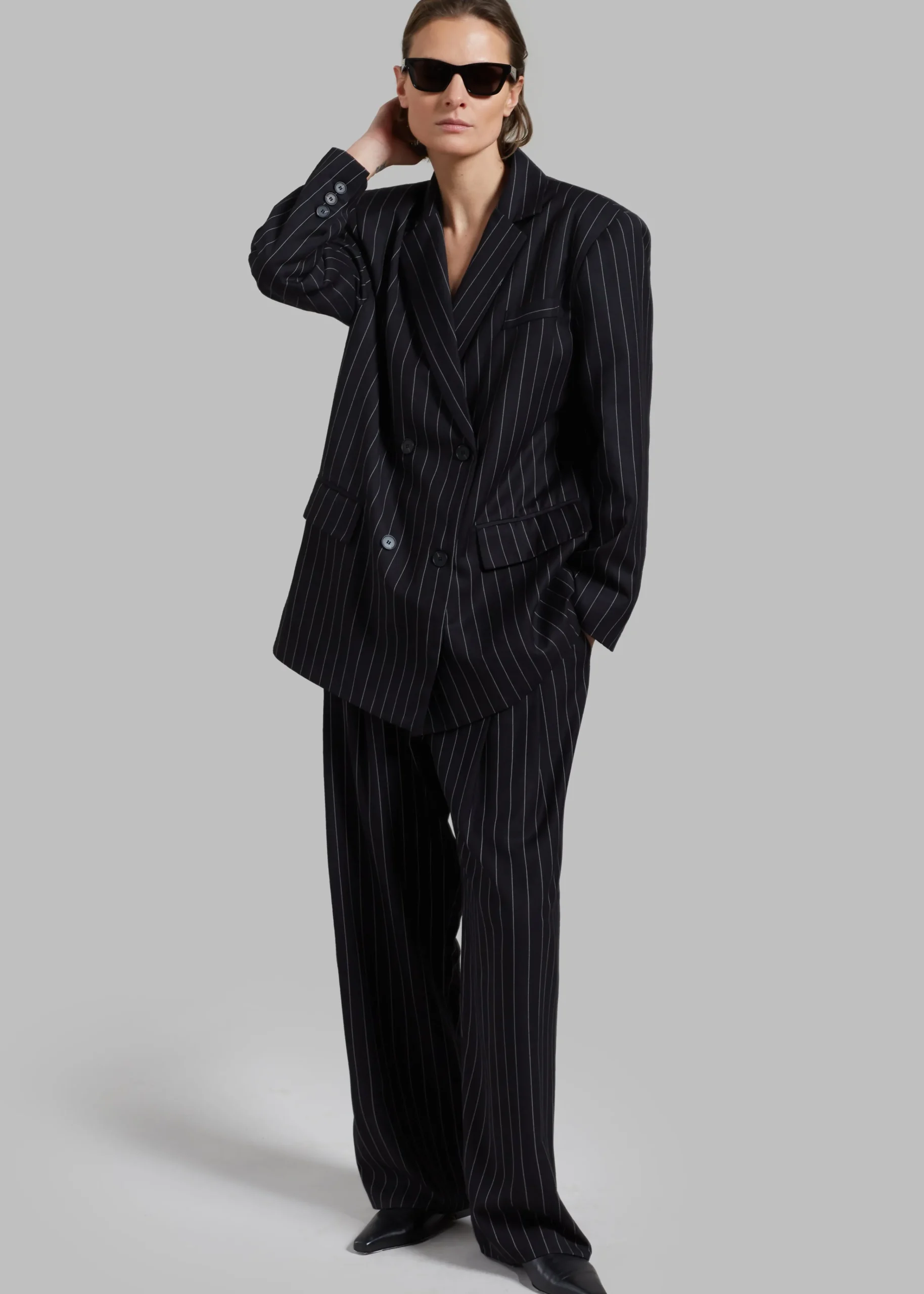 The Frankie Shop Sybil Blazer Black Pinstripe Clearance
