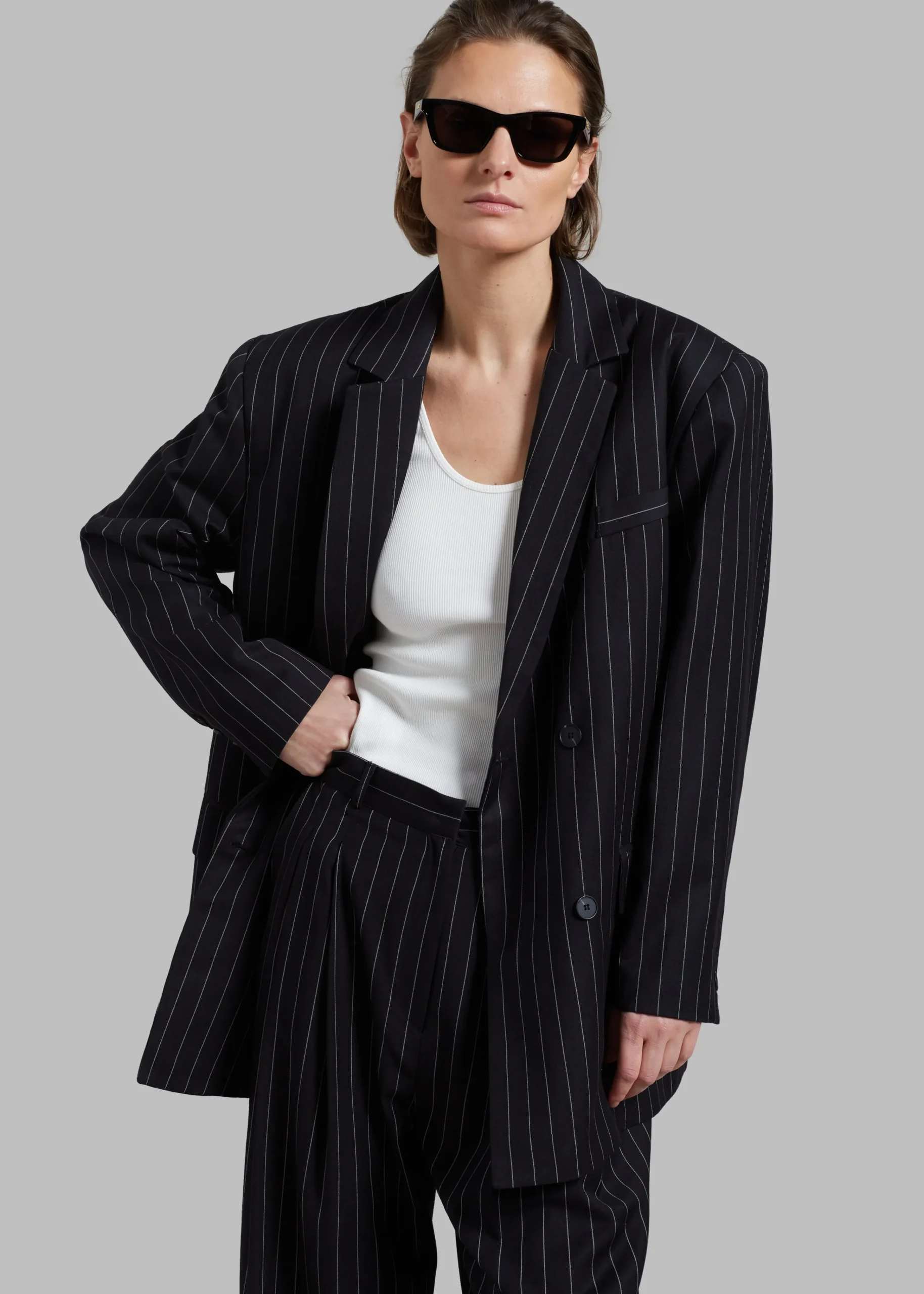 The Frankie Shop Sybil Blazer Black Pinstripe Clearance