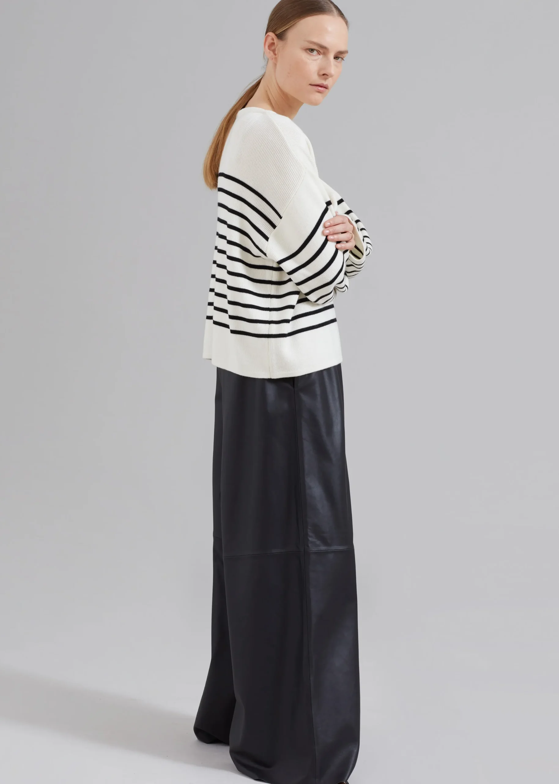 The Frankie Shop Sydney Wide Leather Pants Black Discount