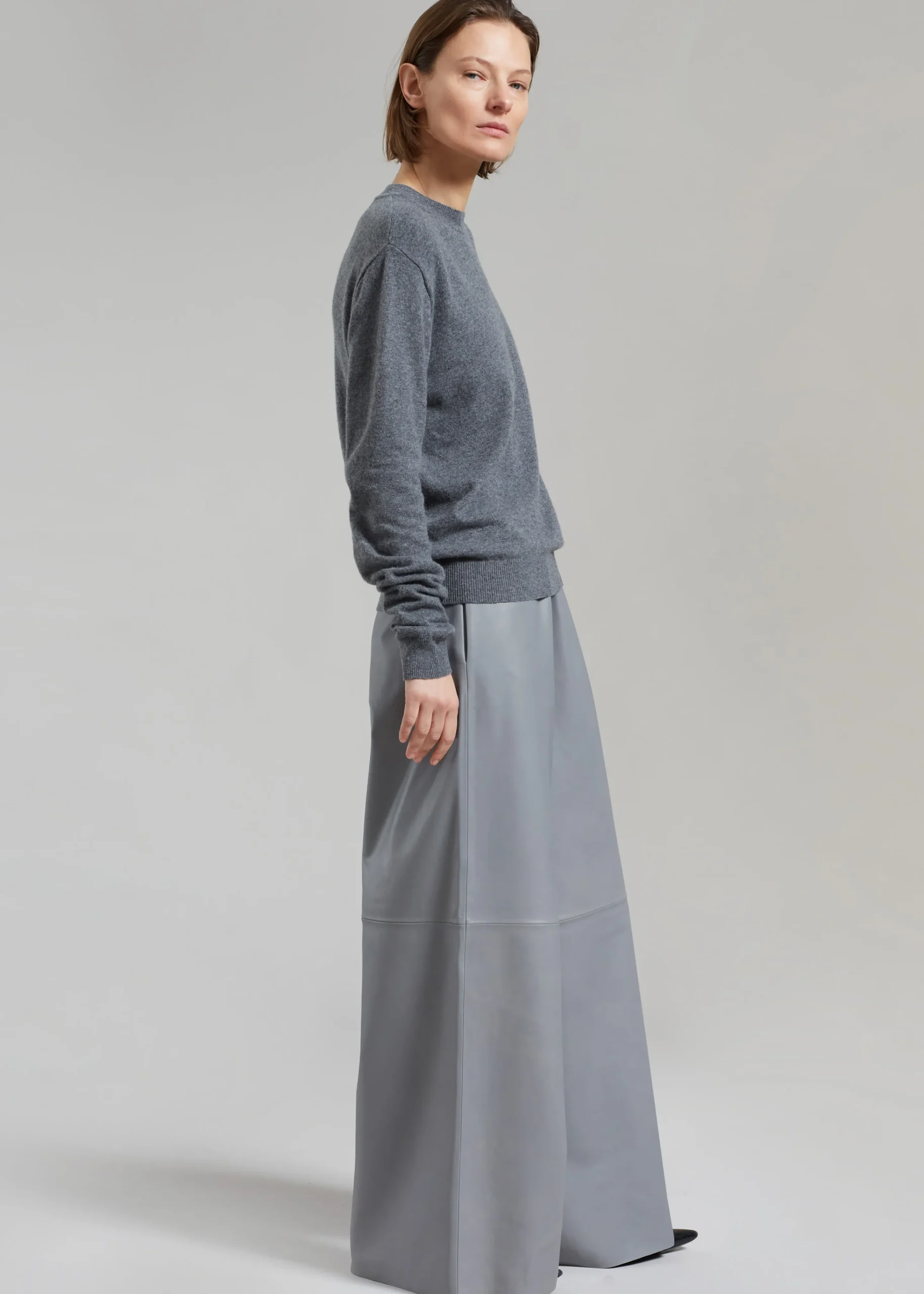 The Frankie Shop Sydney Wide Leather Pants Grey Clearance