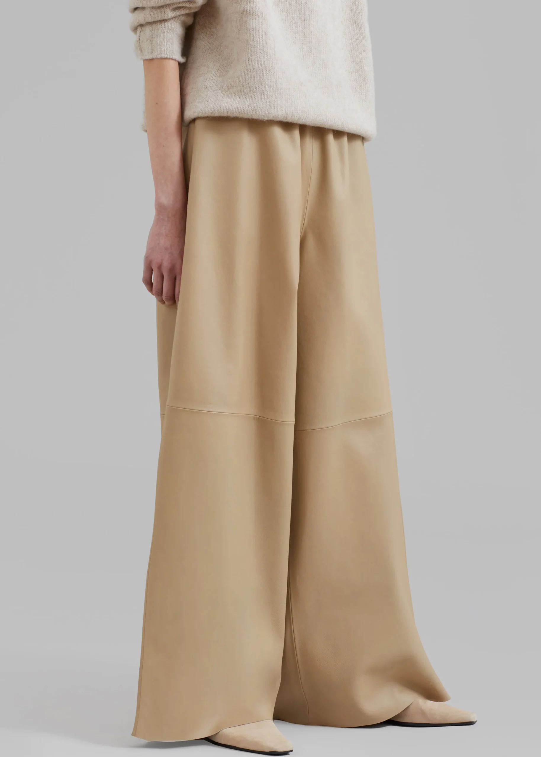 The Frankie Shop Sydney Wide Leather Pants Beige Online