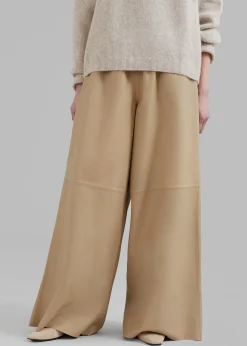 The Frankie Shop Sydney Wide Leather Pants Beige Online