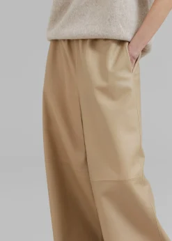 The Frankie Shop Sydney Wide Leather Pants Beige Online