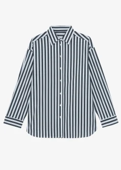 The Frankie Shop Sylvia Striped Oxford Shirt Faded Black/White New