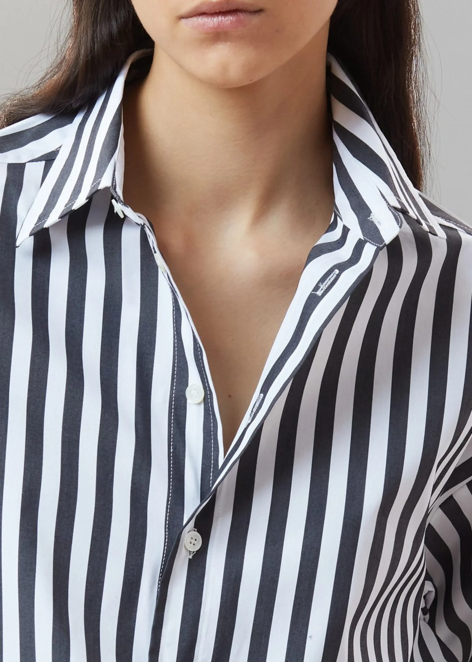The Frankie Shop Sylvia Striped Oxford Shirt Faded Black/White New