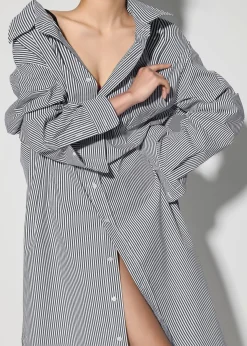 The Frankie Shop Talia Shirt Dress Black/White Stripe Clearance