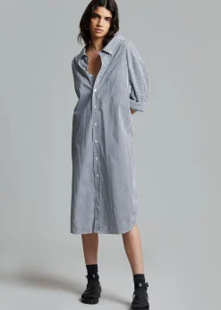 The Frankie Shop Talia Shirt Dress Black/White Stripe Clearance