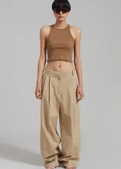 The Frankie Shop Tansy Cotton Pants Camel Discount