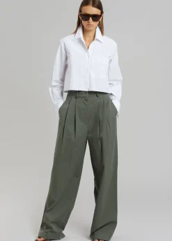 The Frankie Shop Tansy Cotton Pants Olive Sale