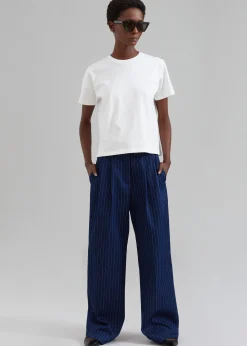 The Frankie Shop Tansy Denim Pants Navy Pinstripe Discount