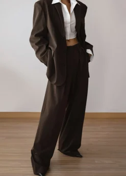 The Frankie Shop Tansy Oversized Blazer Chocolate