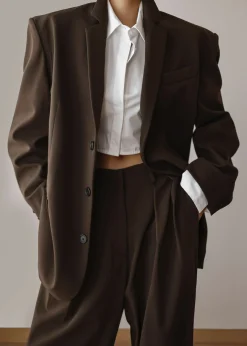 The Frankie Shop Tansy Oversized Blazer Chocolate