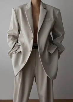 The Frankie Shop Tansy Oversized Blazer Beige Clearance