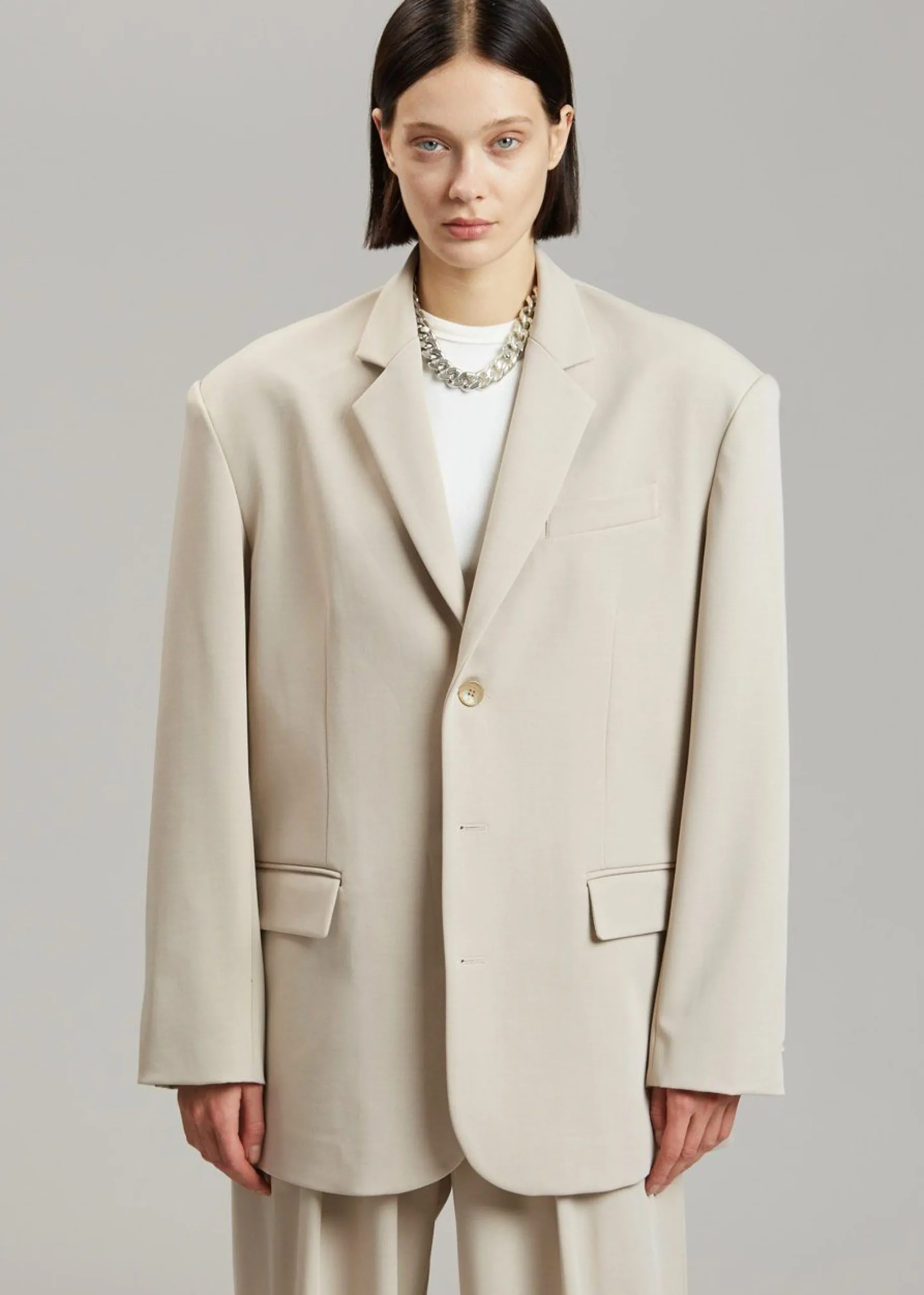 The Frankie Shop Tansy Oversized Blazer Beige Clearance