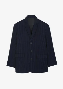 The Frankie Shop Tansy Oversized Blazer Navy Pinstripe Clearance