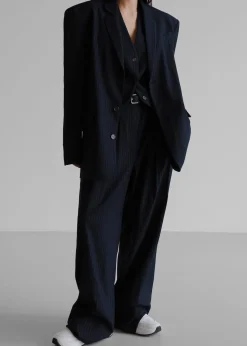 The Frankie Shop Tansy Oversized Blazer Navy Pinstripe Clearance