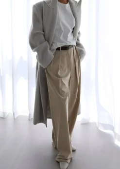 The Frankie Shop Tansy Pleated Trousers Beige Best