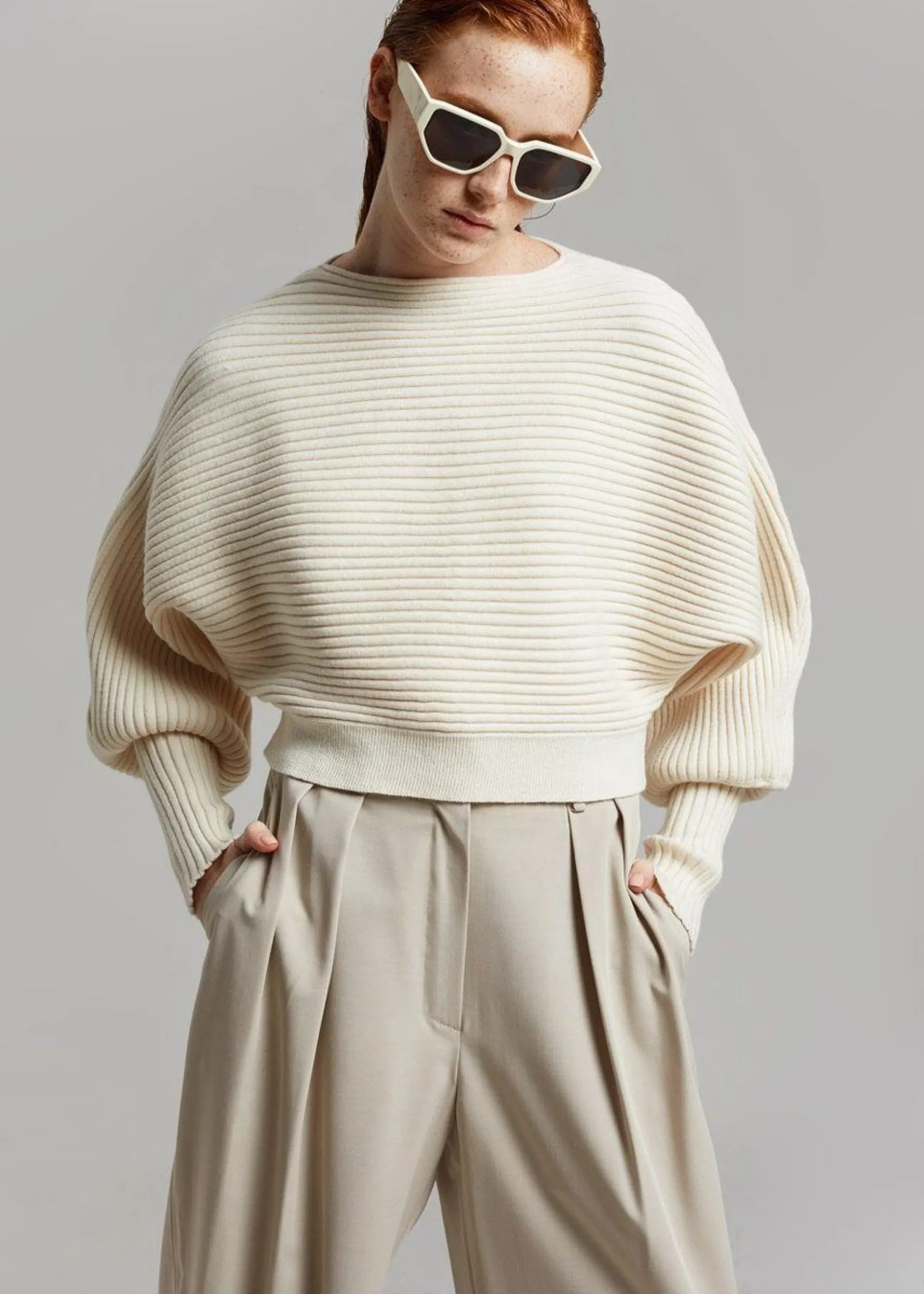 The Frankie Shop Tansy Pleated Trousers Beige Best