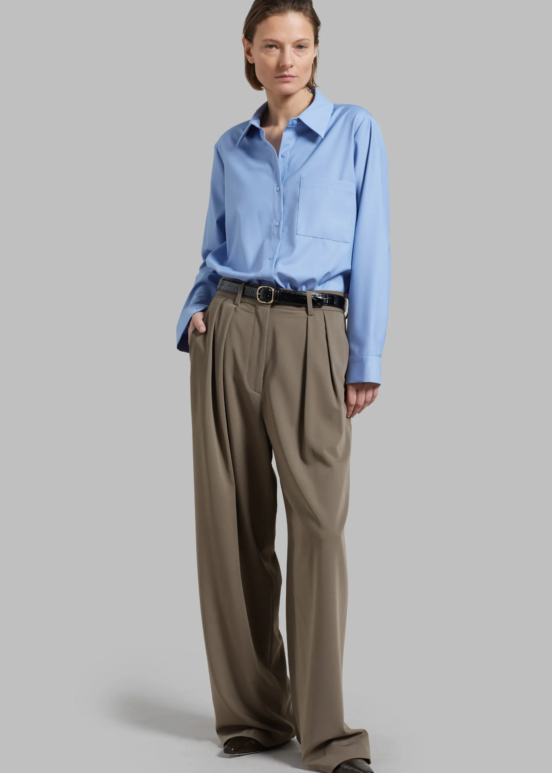 The Frankie Shop Tansy Pleated Trousers Olive Outlet