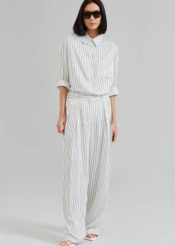 The Frankie Shop Tansy Satin Pants White Pinstripe Clearance