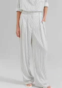 The Frankie Shop Tansy Satin Pants White Pinstripe Clearance