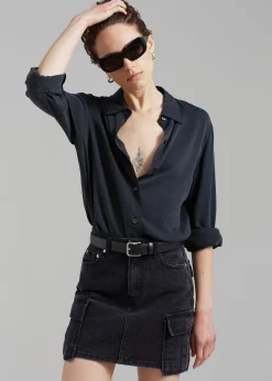 The Frankie Shop Taylor Denim Cargo Skirt Faded Black Wash Sale