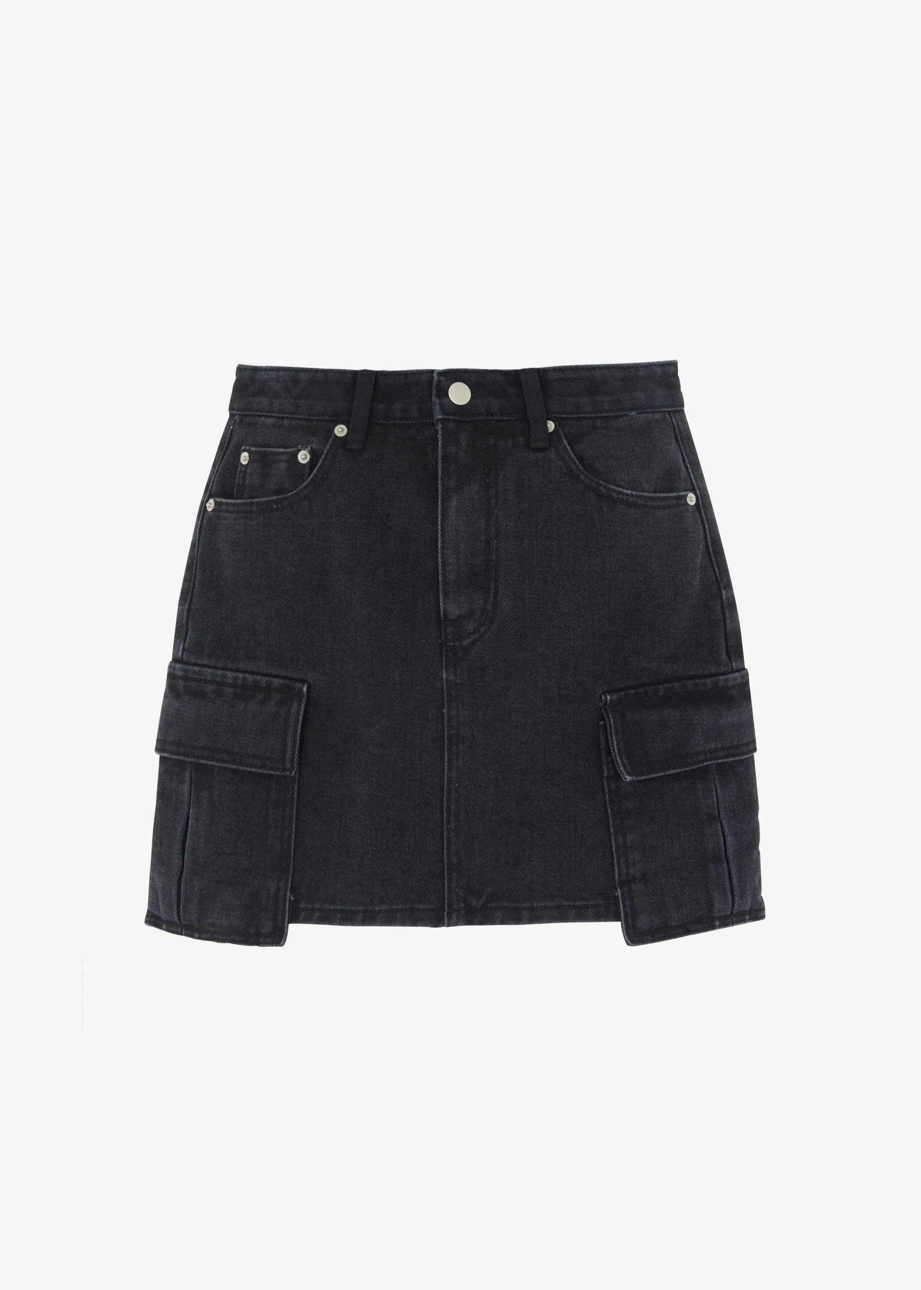 The Frankie Shop Taylor Denim Cargo Skirt Faded Black Wash Sale