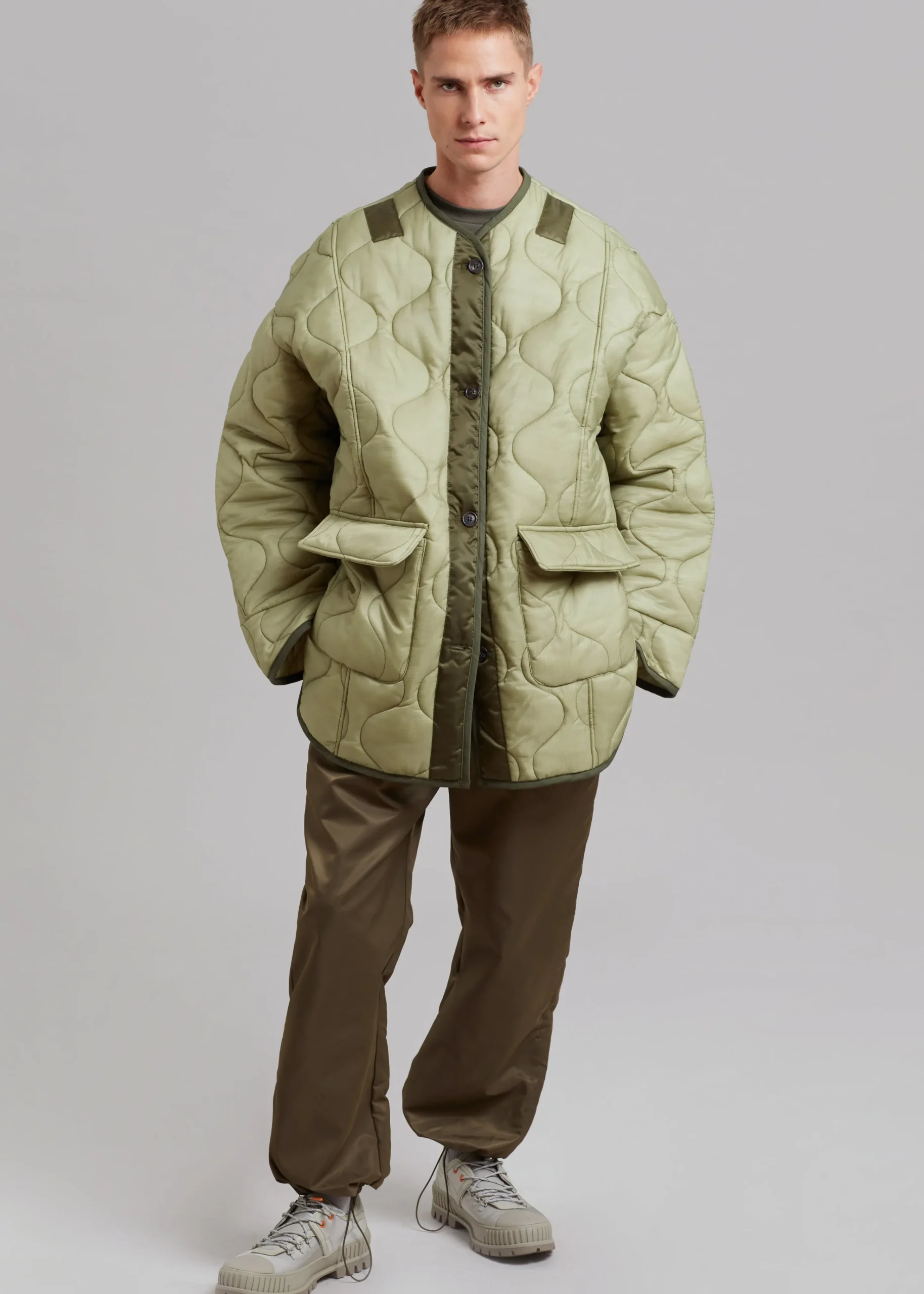 The Frankie Shop Ted Quilted Jacket Moss Green Clearance