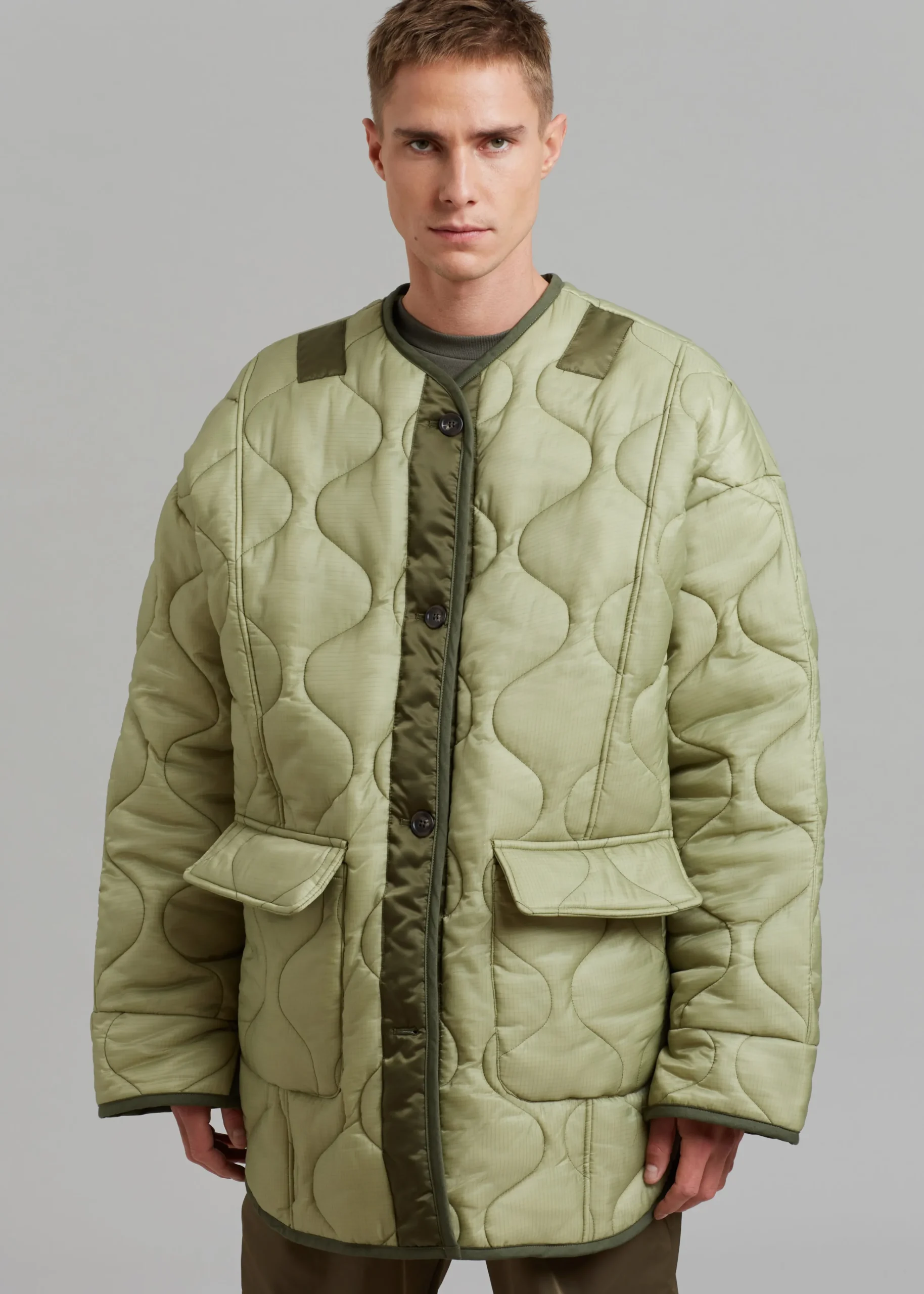 The Frankie Shop Ted Quilted Jacket Moss Green Clearance