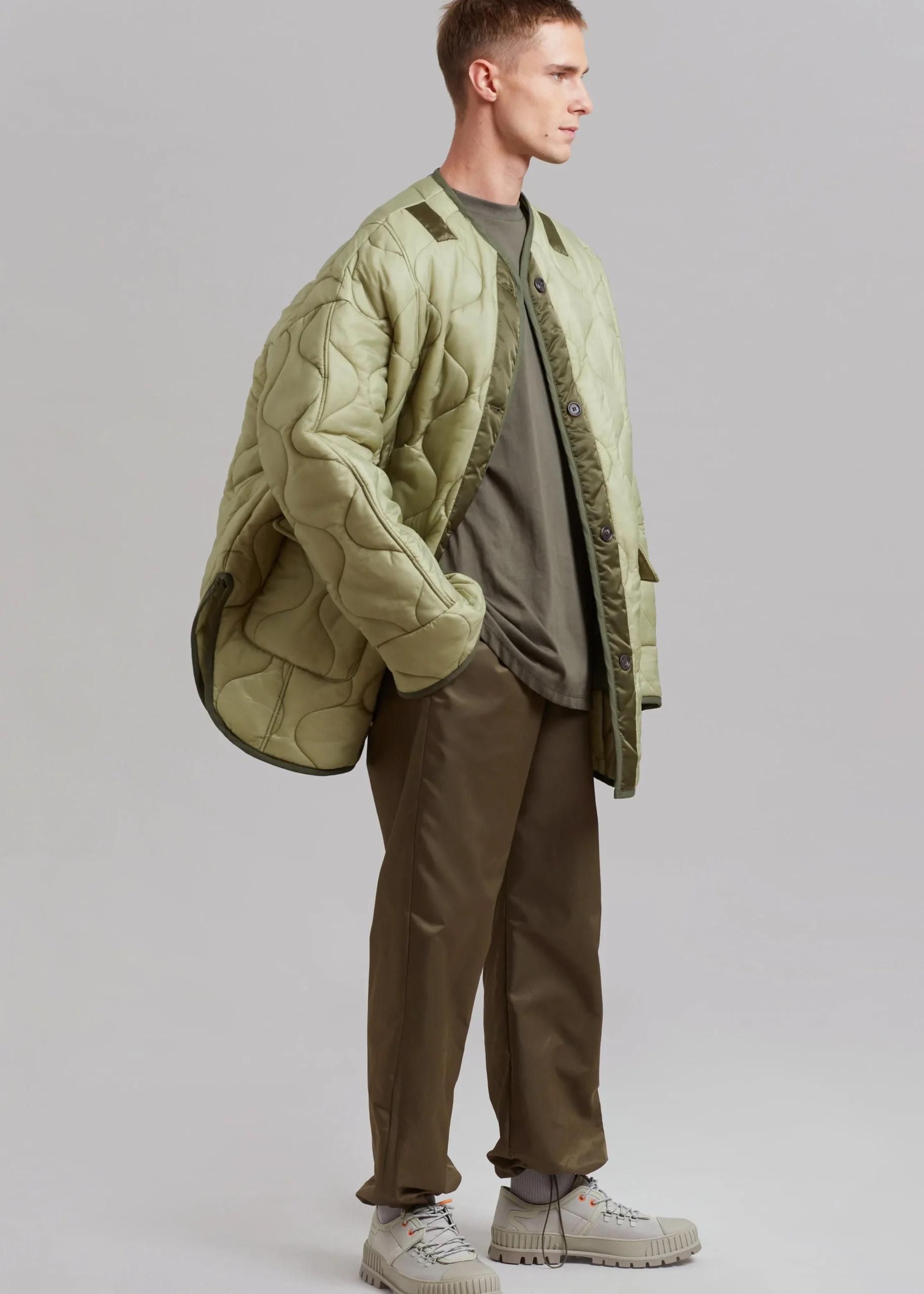 The Frankie Shop Ted Quilted Jacket Moss Green Clearance