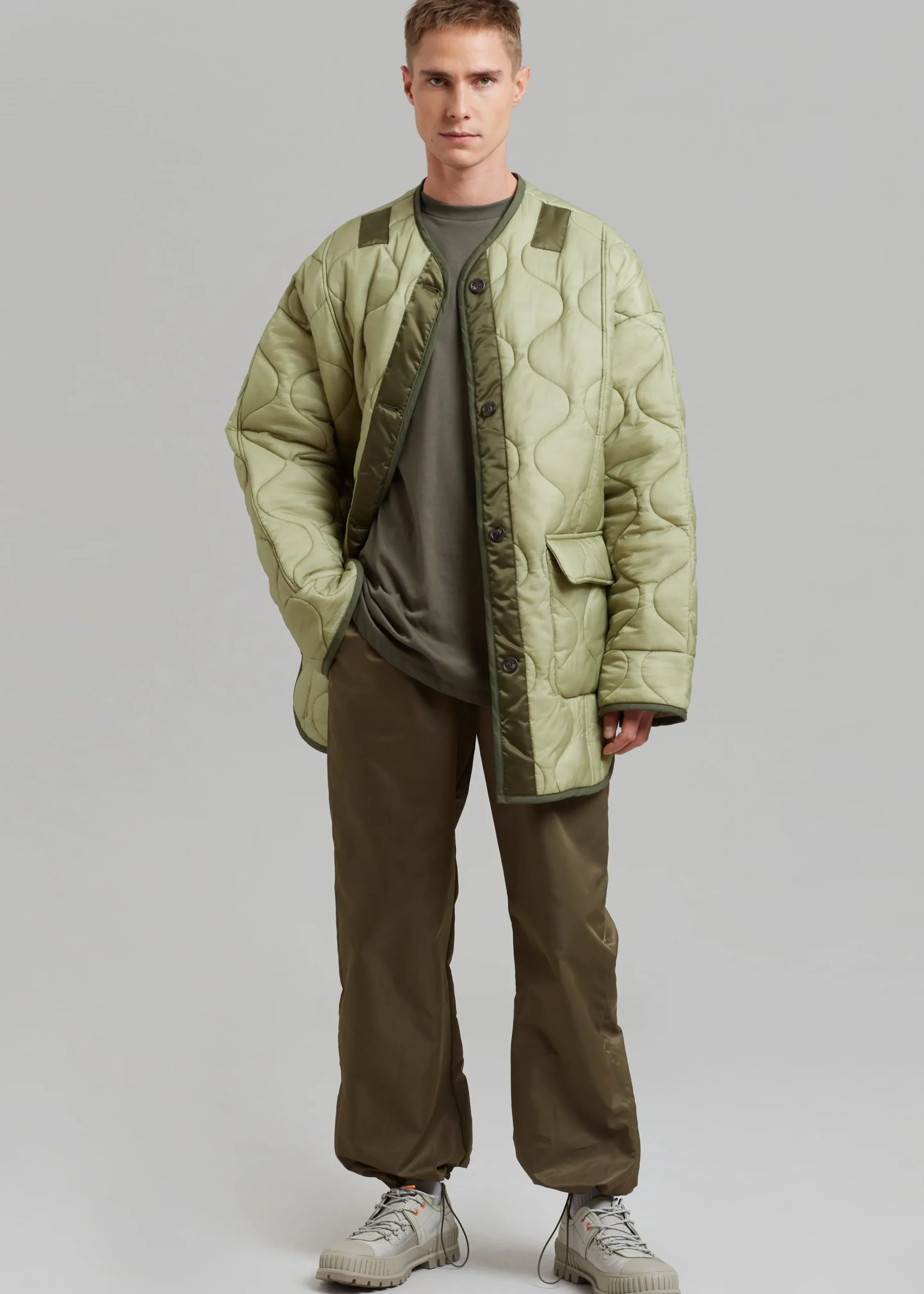 The Frankie Shop Ted Quilted Jacket Moss Green Clearance