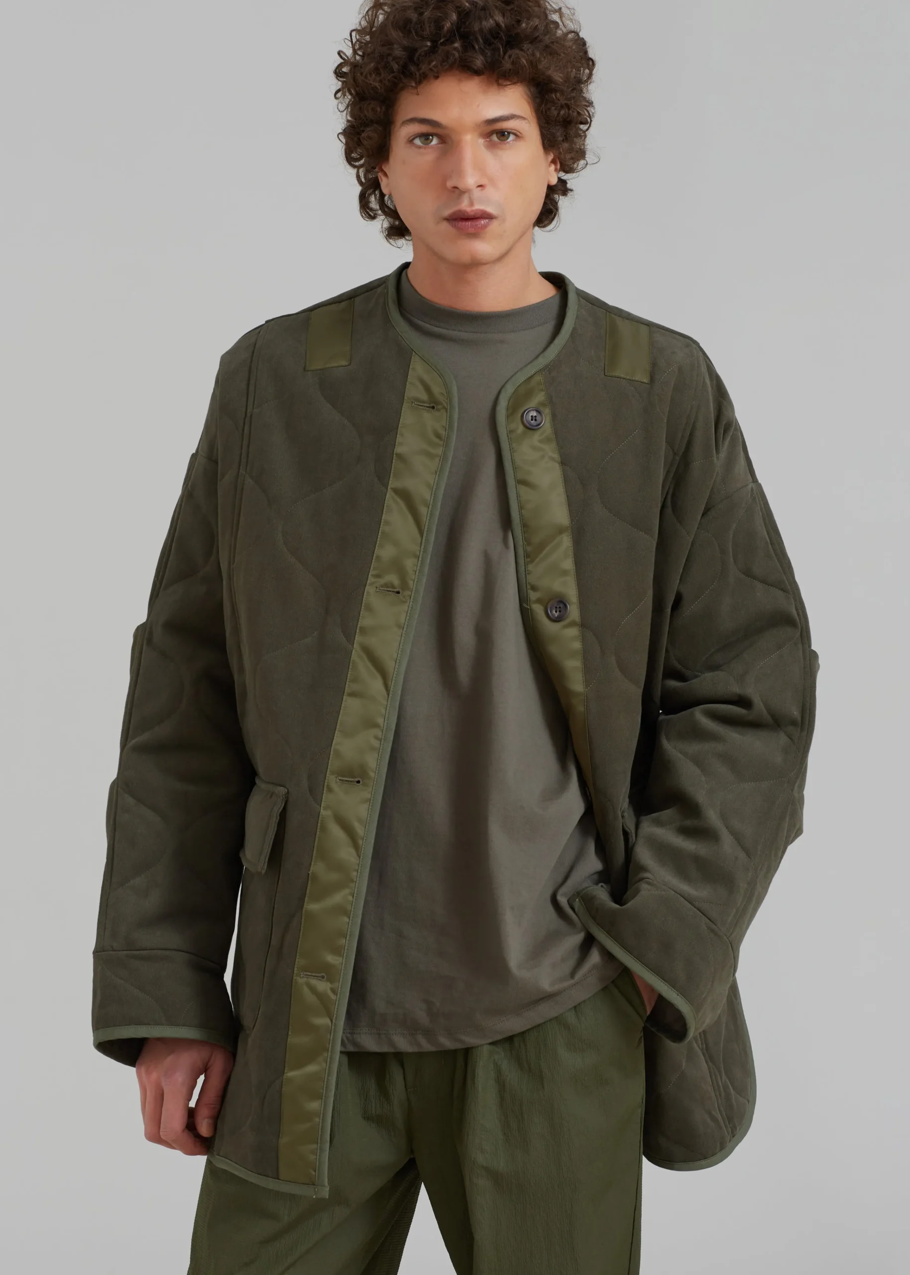 The Frankie Shop Ted Quilted Jacket Army Green Online