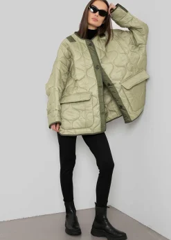 The Frankie Shop Teddy Quilted Jacket Moss Green Best