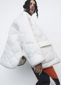 The Frankie Shop Teddy Quilted Jacket Ivory/Clay Discount