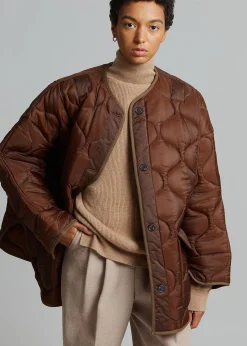 The Frankie Shop Teddy Quilted Jacket Chocolate Discount