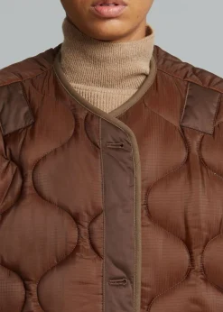 The Frankie Shop Teddy Quilted Jacket Chocolate Discount