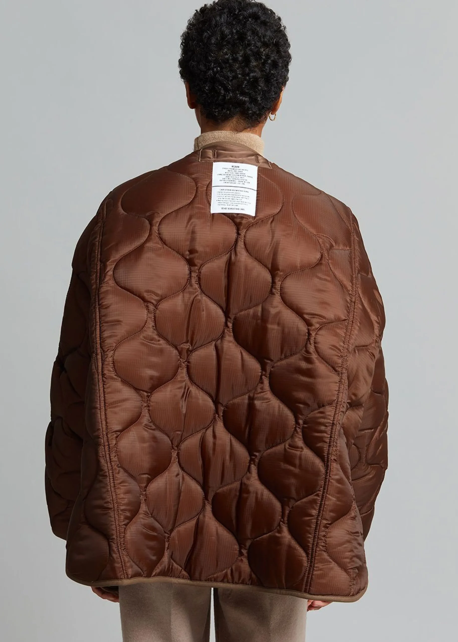 The Frankie Shop Teddy Quilted Jacket Chocolate Discount