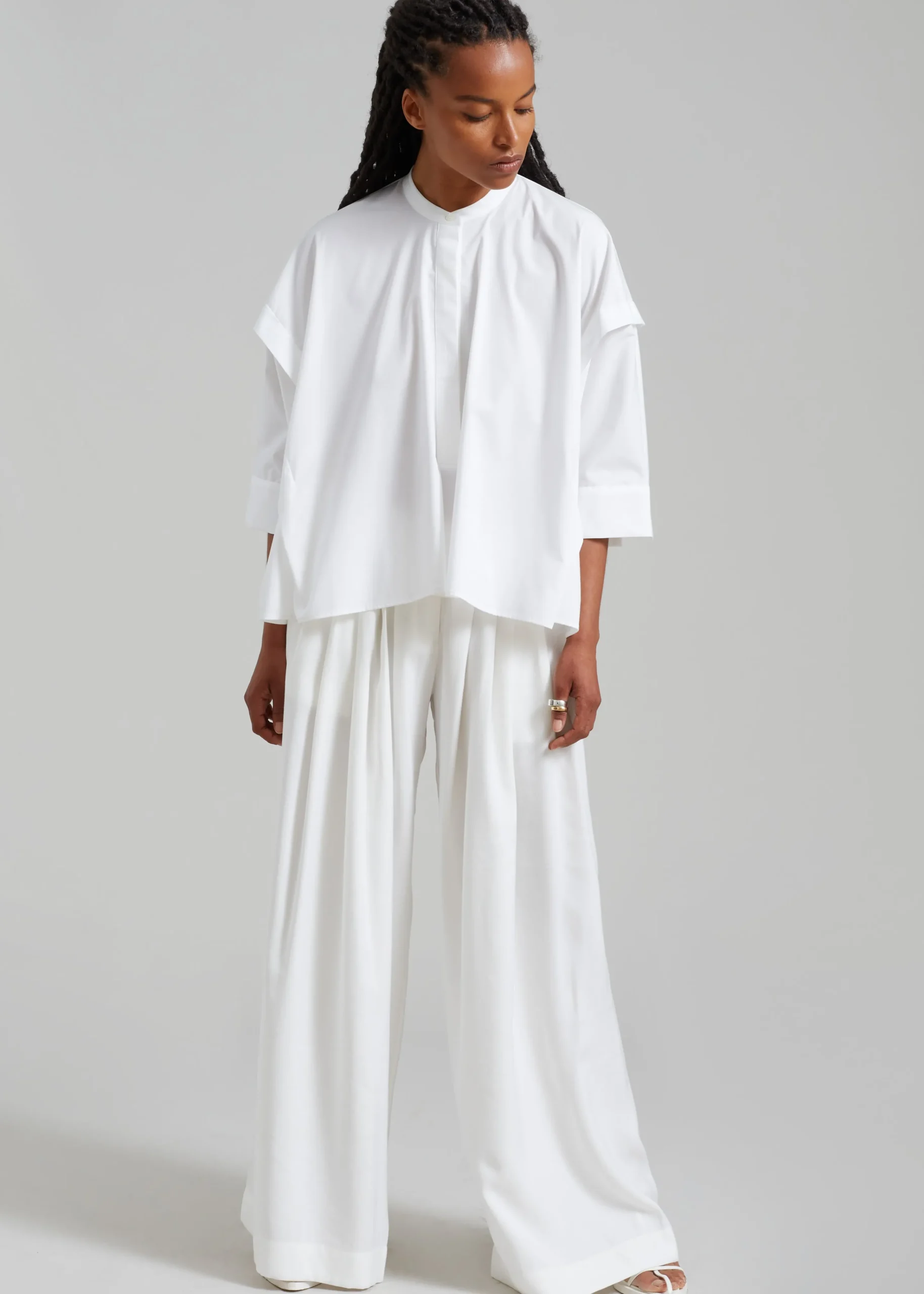 The Frankie Shop Tegan Cape Blouse White New