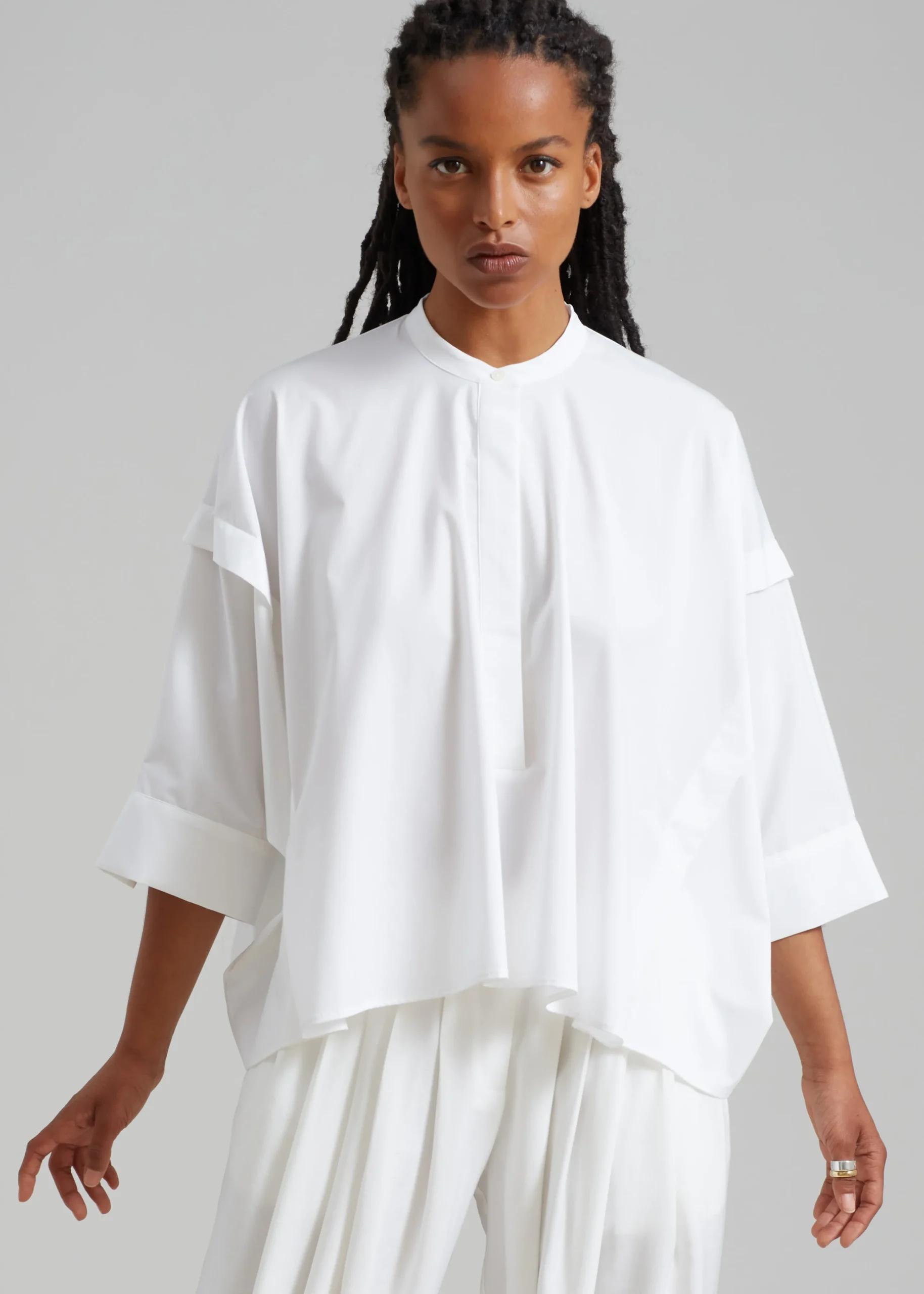 The Frankie Shop Tegan Cape Blouse White New