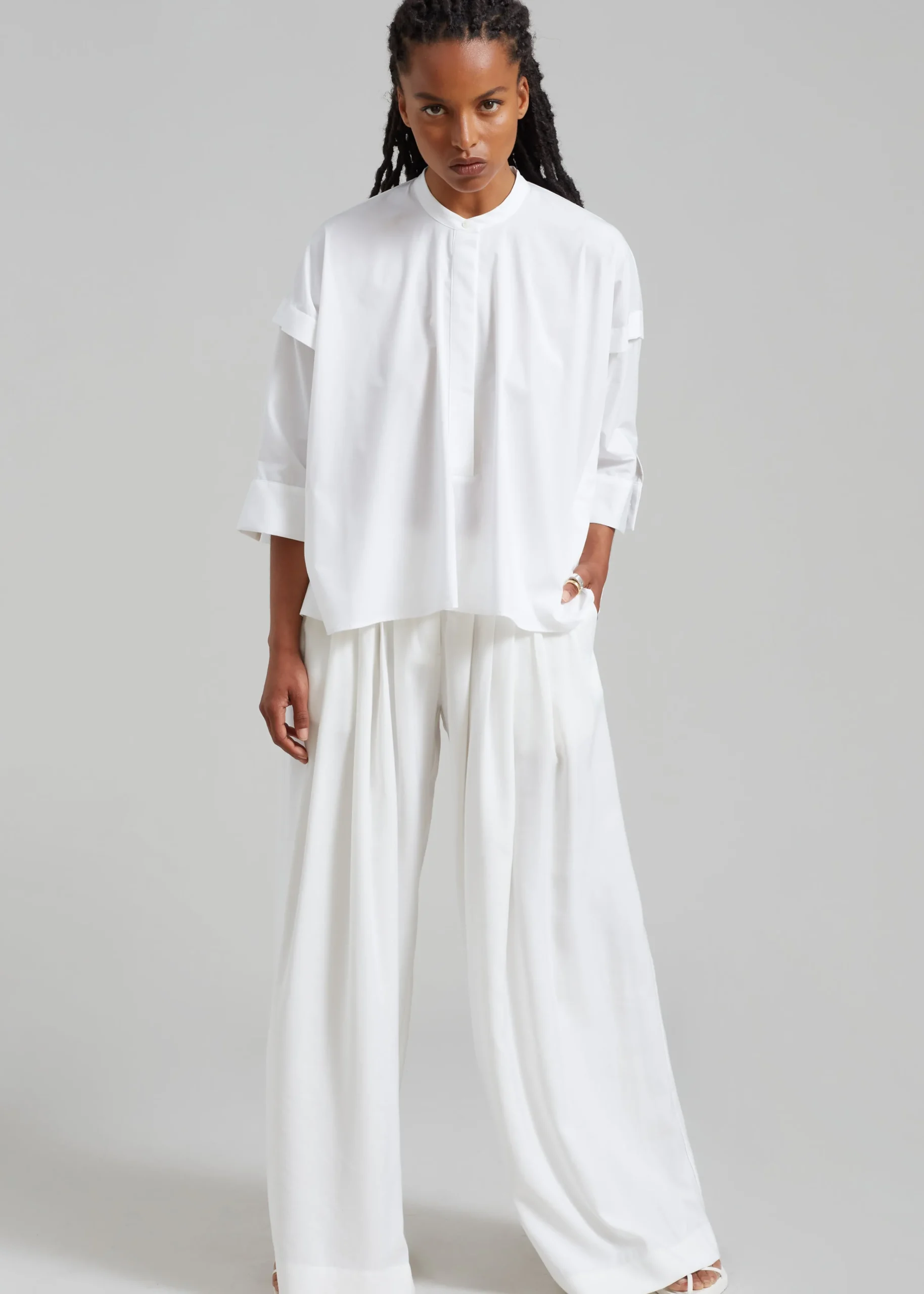 The Frankie Shop Tegan Cape Blouse White New