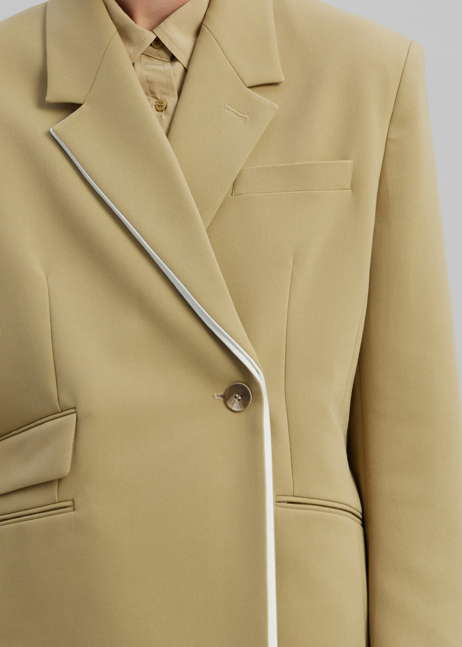 The Frankie Shop Telli Layered Blazer Khaki New