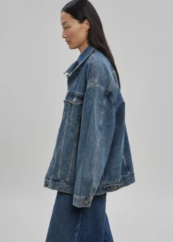 The Frankie Shop Texas Boxy Denim Jacket Medium Wash Discount