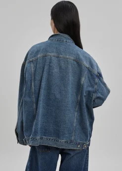 The Frankie Shop Texas Boxy Denim Jacket Medium Wash Discount