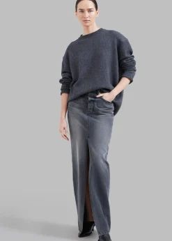 The Frankie Shop Texas Denim Pencil Skirt Dark Grey Outlet