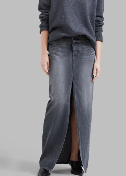 The Frankie Shop Texas Denim Pencil Skirt Dark Grey Outlet